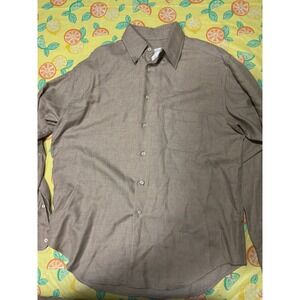 Quiet Luxury Mens Bagutta Button Down Shirt XL Taupe Brown Made in Italy